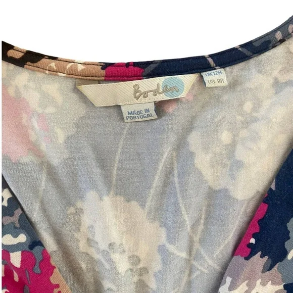 Boden Fireworks Twist Front Jersey Navy Blue Pink Floral Dress - Picture 5 of 6